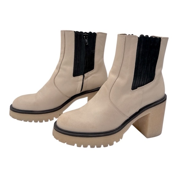 Free People James Chunky Heel Chelsea Boot Cream  Leather size 39 US 9 - Picture 11 of 15